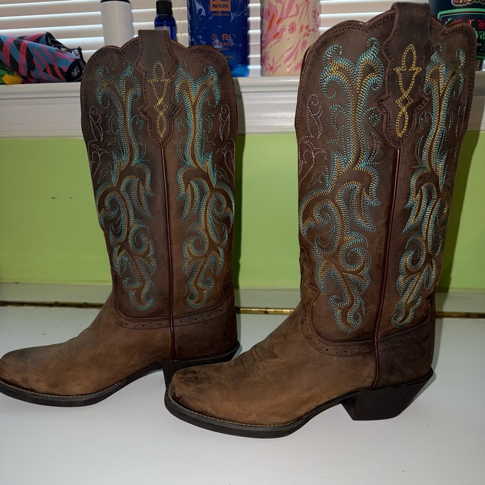 Justin Women’s 12” Square toe stampede western stampede boots - Picture 2 of 4
